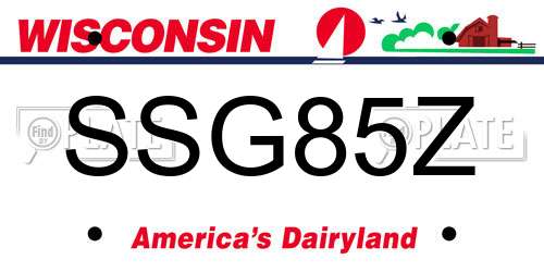 SSG85Z Wisconsin License Plate