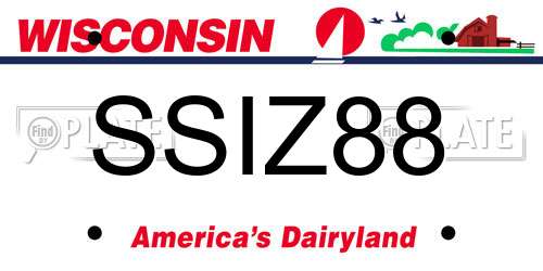 SSIZ88 Wisconsin License Plate