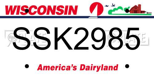 SSK2985 Wisconsin License Plate
