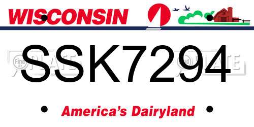 SSK7294 Wisconsin License Plate