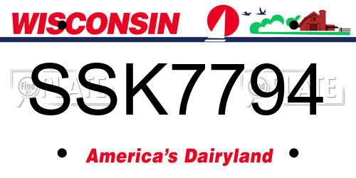 SSK7794 Wisconsin License Plate