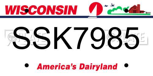 SSK7985 Wisconsin License Plate