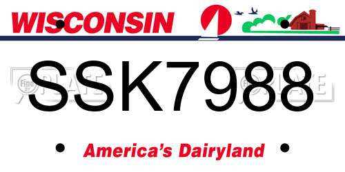 SSK7988 Wisconsin License Plate