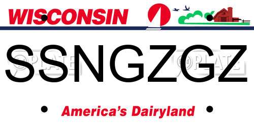SSNGZGZ Wisconsin License Plate