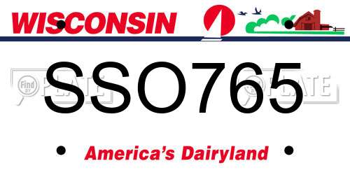 SSO765 Wisconsin License Plate