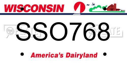 SSO768 Wisconsin License Plate