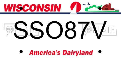 SSO87V Wisconsin License Plate