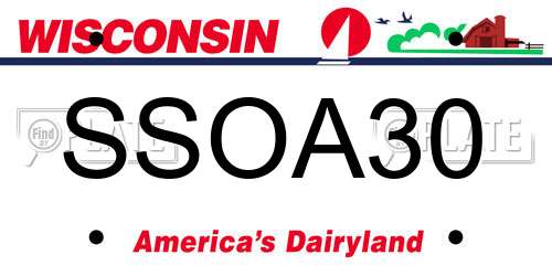 SSOA30 Wisconsin License Plate