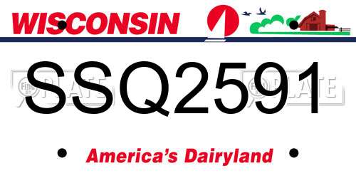SSQ2591 Wisconsin License Plate