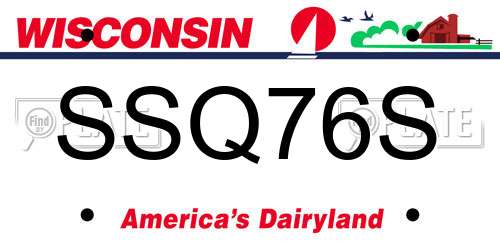 SSQ76S Wisconsin License Plate