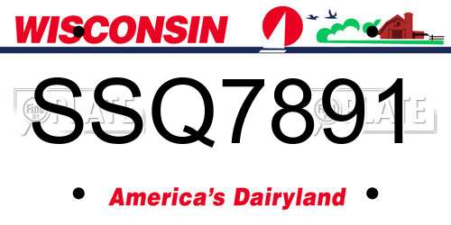 SSQ7891 Wisconsin License Plate