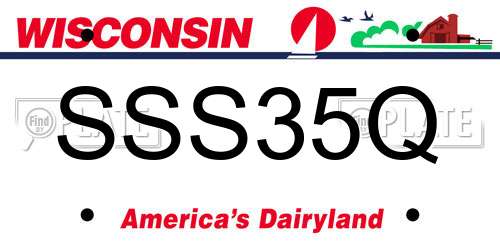 SSS35Q Wisconsin License Plate