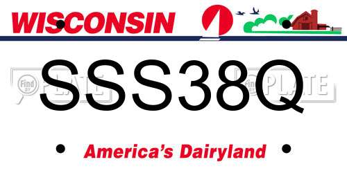 SSS38Q Wisconsin License Plate
