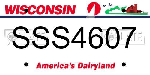 SSS4607 Wisconsin License Plate