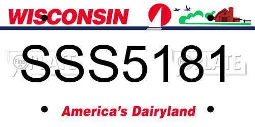SSS5181 Wisconsin License Plate