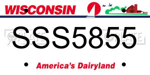 SSS5855 Wisconsin License Plate