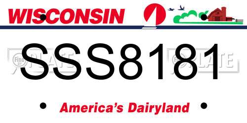 SSS8181 Wisconsin License Plate