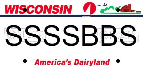SSSSBBS Wisconsin License Plate