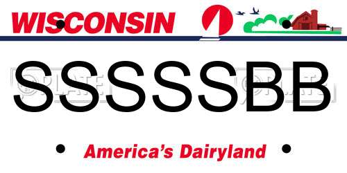SSSSSBB Wisconsin License Plate
