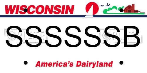 SSSSSSB Wisconsin License Plate