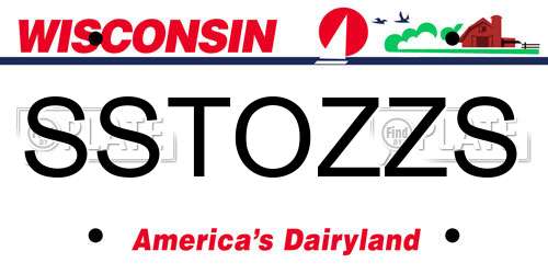 SSTOZZS Wisconsin License Plate