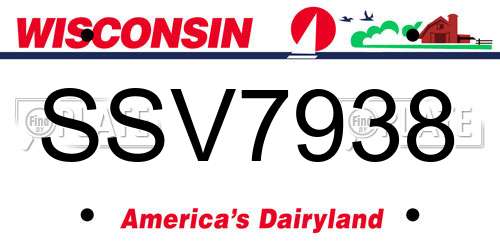 SSV7938 Wisconsin License Plate