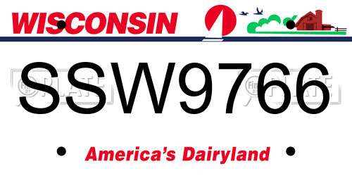 SSW9766 Wisconsin License Plate