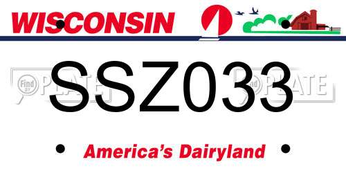 SSZ033 Wisconsin License Plate