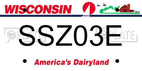 SSZ03E Wisconsin License Plate