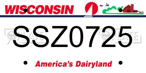 SSZ0725 Wisconsin License Plate