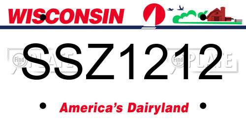 SSZ1212 Wisconsin License Plate