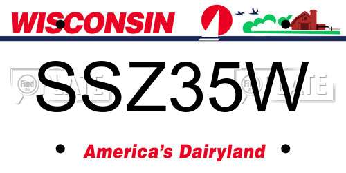 SSZ35W Wisconsin License Plate