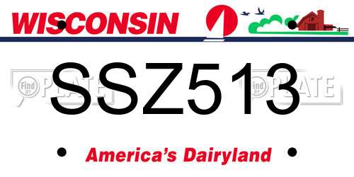 SSZ513 Wisconsin License Plate