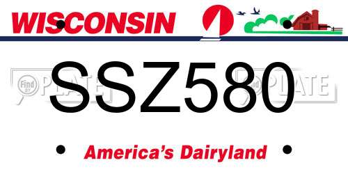 SSZ580 Wisconsin License Plate