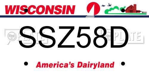 SSZ58D Wisconsin License Plate