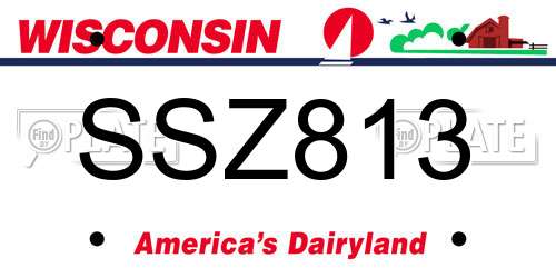 SSZ813 Wisconsin License Plate