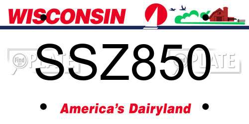 SSZ850 Wisconsin License Plate