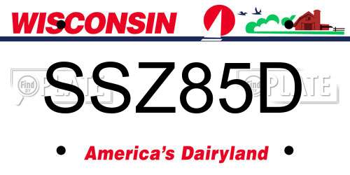 SSZ85D Wisconsin License Plate