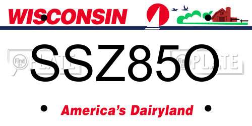 SSZ85O Wisconsin License Plate