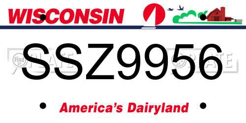 SSZ9956 Wisconsin License Plate