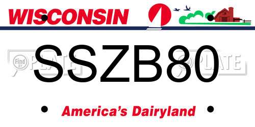 SSZB80 Wisconsin License Plate