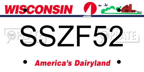 SSZF52 Wisconsin License Plate