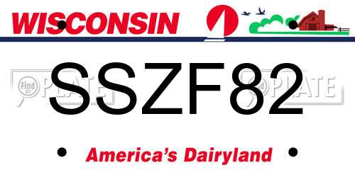 SSZF82 Wisconsin License Plate