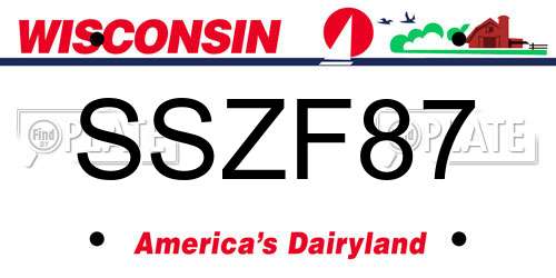 SSZF87 Wisconsin License Plate