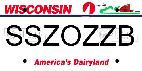 SSZOZZB Wisconsin License Plate