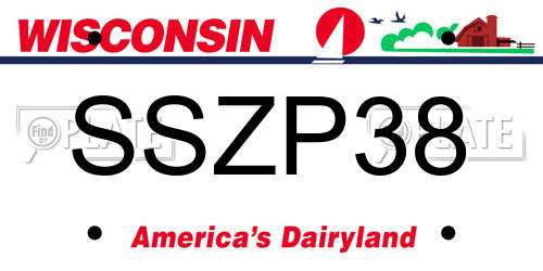 SSZP38 Wisconsin License Plate