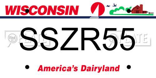 SSZR55 Wisconsin License Plate