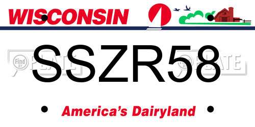 SSZR58 Wisconsin License Plate