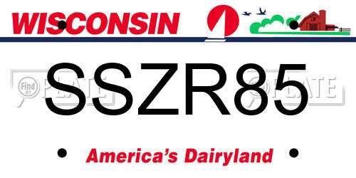 SSZR85 Wisconsin License Plate