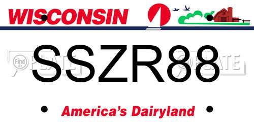 SSZR88 Wisconsin License Plate